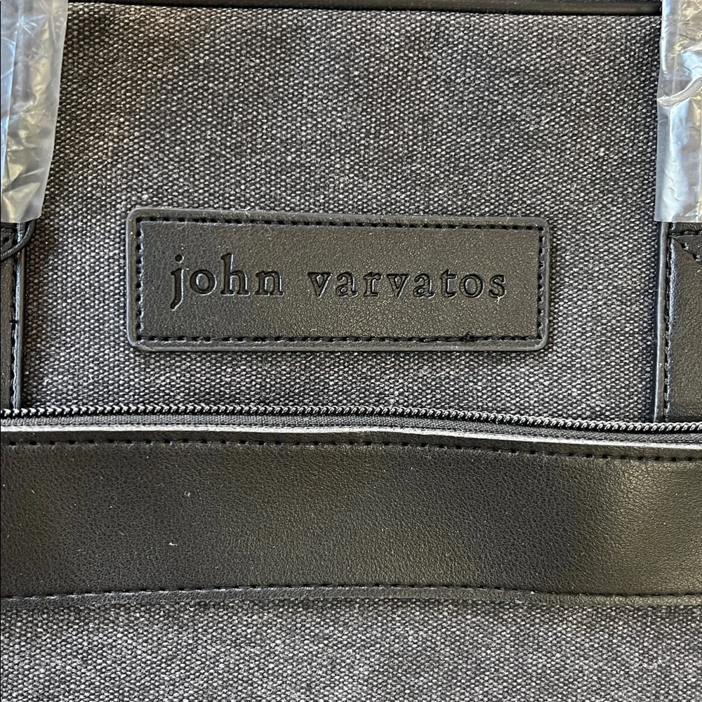 🖤 NWT John Varvatos Laptop Bag Black Grey Canvas faux leather crossbody strap